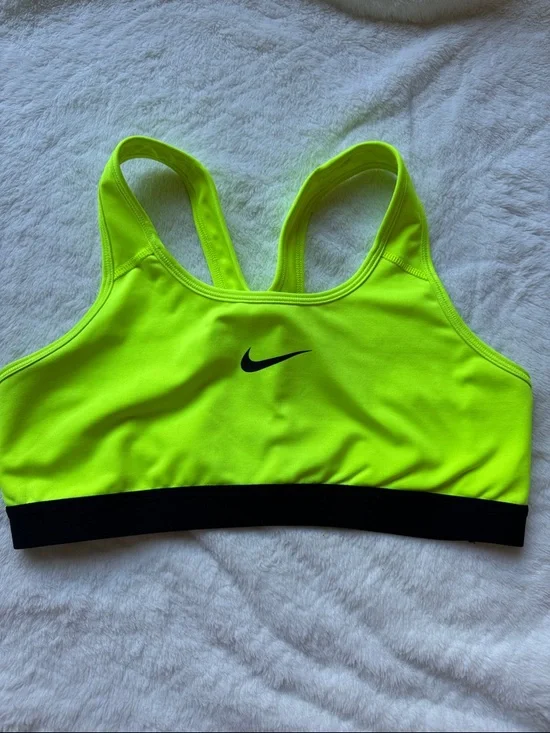 Nike Neon Yellow & Black Racerback Sports Bra - Picture 1 of 3